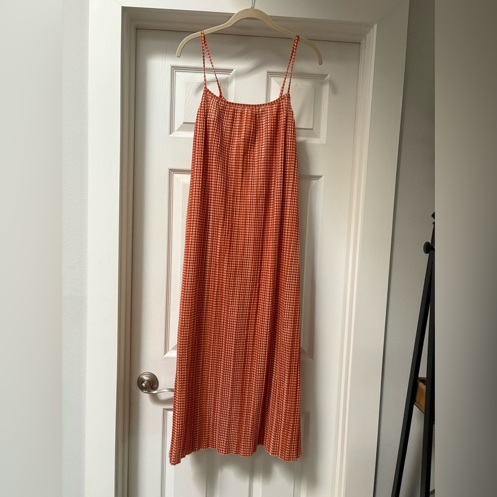 Zara Orange Checkered Dress